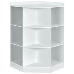 Estantería Infantil Madera de 9 Cubos y 3 Cestas de Colores Organizador de Esquina para Juguetes y Libros 81 x 61 x 94 cm Blanco