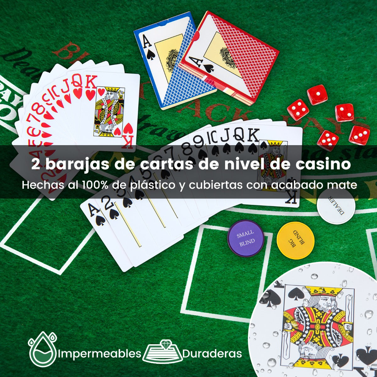 300 Piezas Fichas de Póker con Estuche de Aluminio 2 Barajas de Cartas Botones de Repartidor y Dados para Casinos Viajes y Reuniones Negro