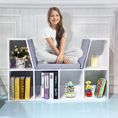Librería Estantería para Libros con Asiento Biblioteca Mueble Infantil en Hogar 102,5 x 30 x 63,5 cm
