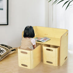 Set Mesa y Sillas para Niños con Tabla Espesa y Superficie Lisa para Casa Escuela Jardín de Infancia Natural 68,5 x 40 x 50 cm