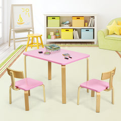 Equipo Mesa y 2 Sillas para Niños Mesa y Sillas de Madera para Niños para Casa Guardería Clases Rosa