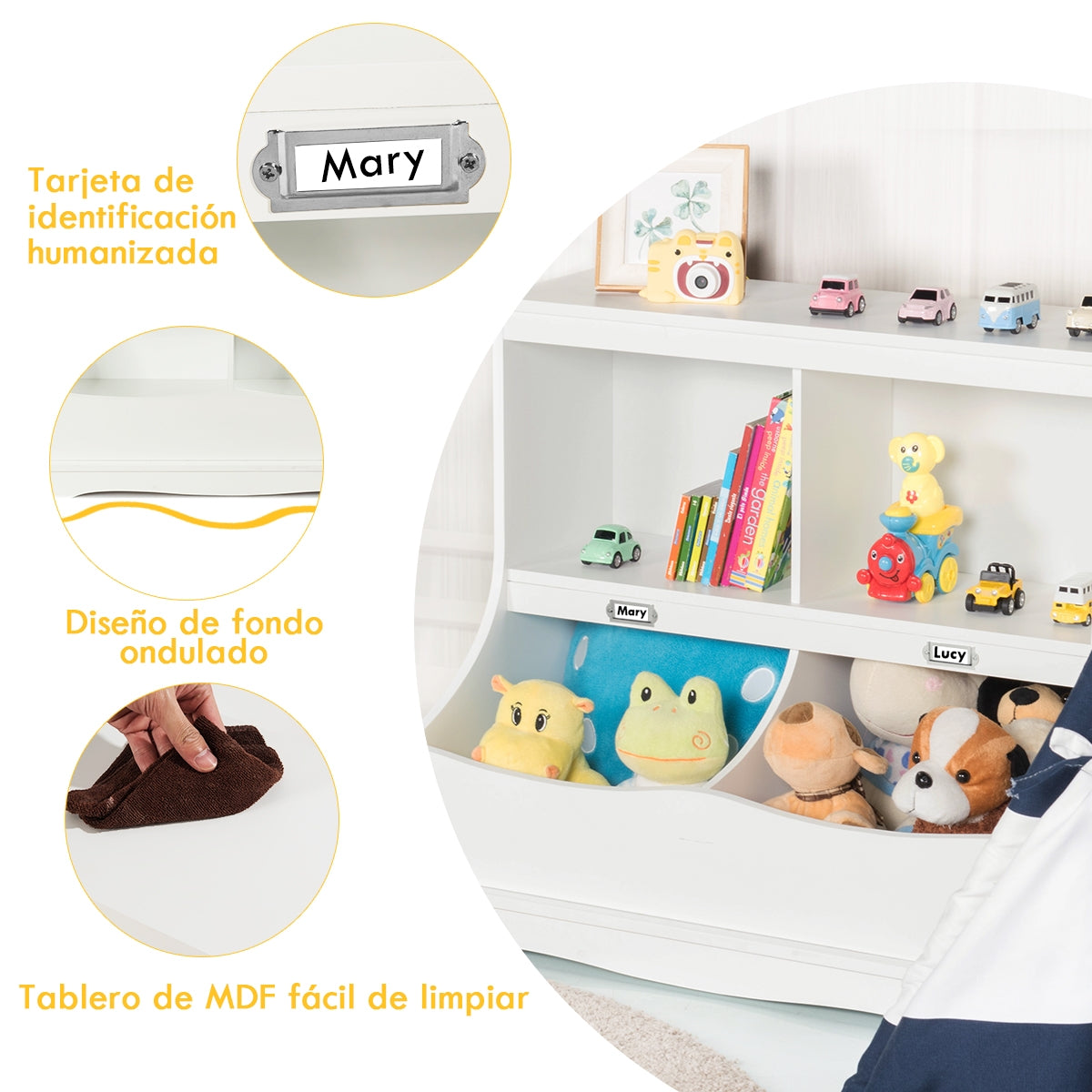 Organizador de Juguetes Armario de Juguetes para Niños con Compartimientos Estantería Multiuso de Almacenamiento Blanco 67 x 40 x 62 cm