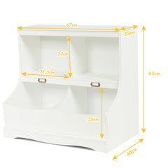 Organizador de Juguetes Armario de Juguetes para Niños con Compartimientos Estantería Multiuso de Almacenamiento Blanco 67 x 40 x 62 cm