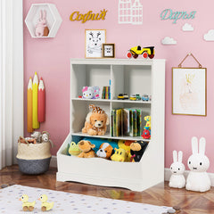 Estante para Juguetes con 3 Niveles Librería Organizador Juguetes con 4 Compartimientos Abiertos 67 x 40 x 88,5 cm Blanco