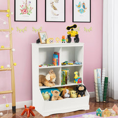 Estante para Juguetes con 3 Niveles Librería Organizador Juguetes con 4 Compartimientos Abiertos 67 x 40 x 88,5 cm Blanco