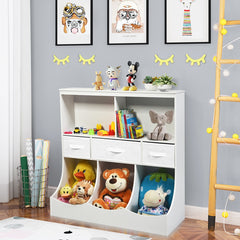Estante con Compartimientos y Cajones para Juguete Almacenamiento Estantería para Niños Organizador para Habitación Blanco 93 x 40 x 94 cm