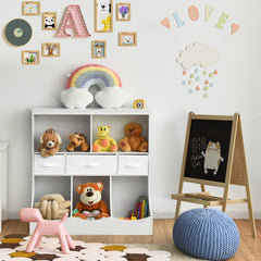 Estante con Compartimientos y Cajones para Juguete Almacenamiento Estantería para Niños Organizador para Habitación Blanco 93 x 40 x 94 cm