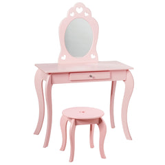 Tocador 2 en 1 con Superficie Desmontable Espejo y Cajón para Niñas Rosa 70 x 34 x 105 cm