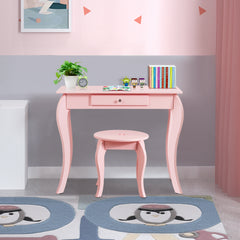 Tocador 2 en 1 con Superficie Desmontable Espejo y Cajón para Niñas Rosa 70 x 34 x 105 cm