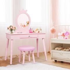 Tocador para Niños Maquillarse con Cajones y Taburete Acolchado Rosa 70 x 34 x 101 cm
