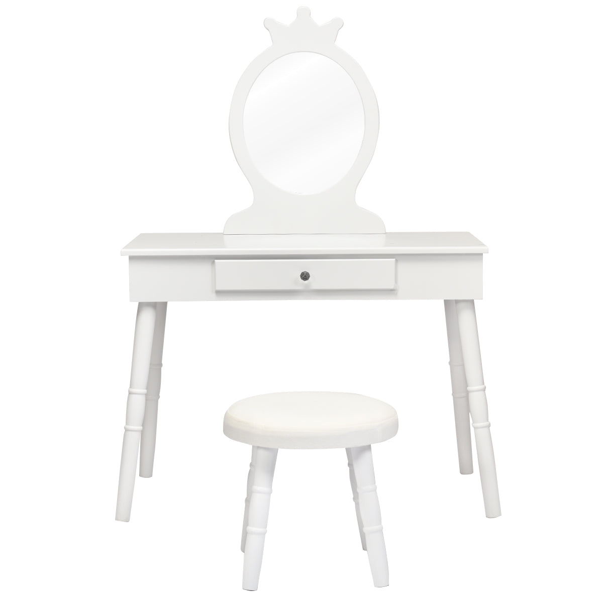 Set Mesa y Silla Tocador para Niños con Espejo y Cajones para Maquillarse Blanco 70 x 34 x 100 cm