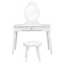 Set Mesa y Silla Tocador para Niños con Espejo y Cajones para Maquillarse Blanco 70 x 34 x 100 cm