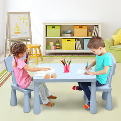 Set con Mesa y 2 Sillas para Niños Comer Dibujar Escribir y Hacer Manualidades Azul 76,5 x 54,5 x 49,5 cm