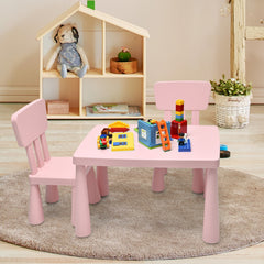 Set con Mesa y 2 Sillas para Niños Comer Dibujar Escribir y Hacer Manualidades Rosa 76,5 x 54,5 x 49,5 cm