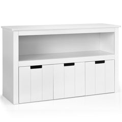 Armario con 3 Cajones Estante de Madera con Ruedas y Cubos para Juguetes de Niños Organizador para Salón Dormitorio Blanco 101 x 33 x 62 cm