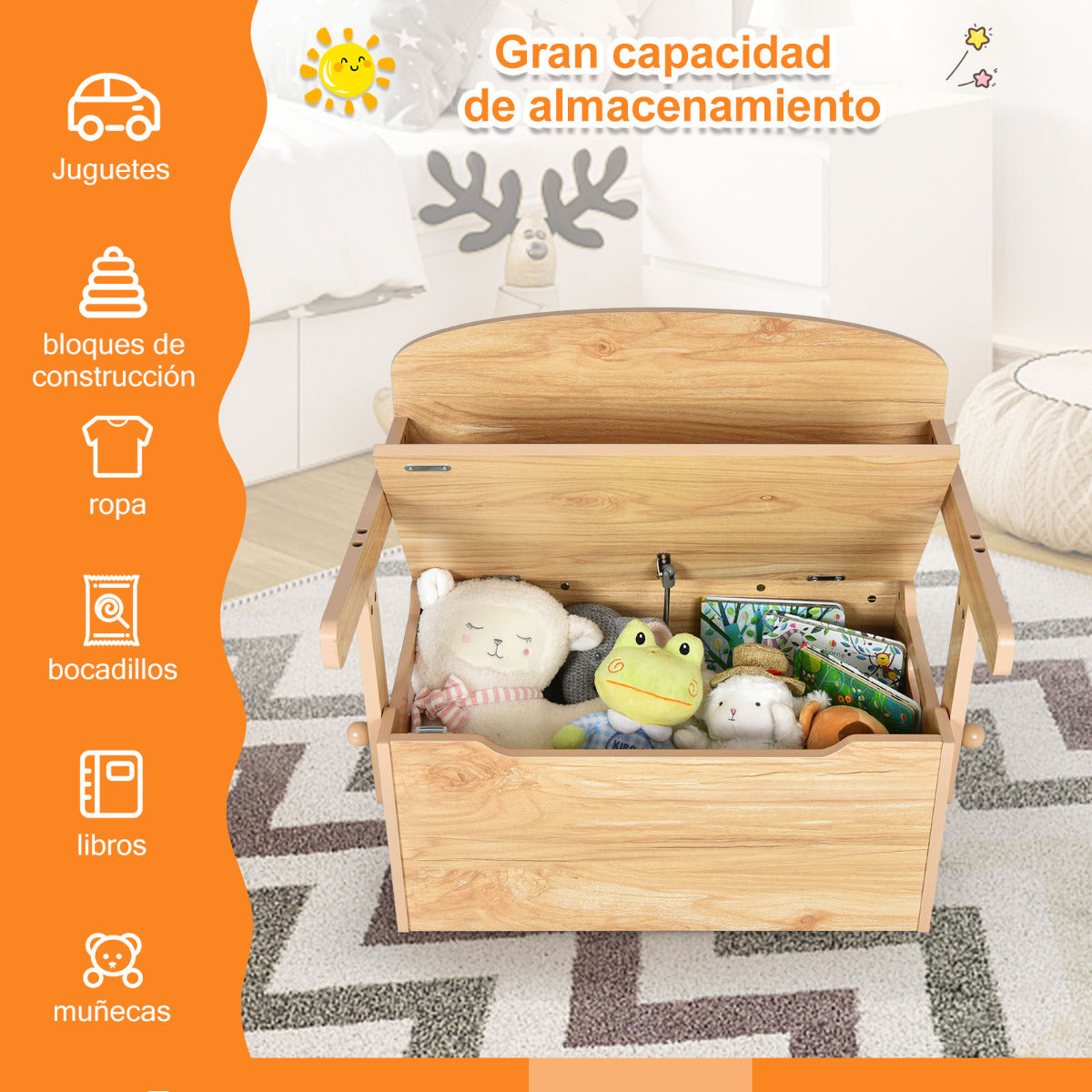Set Mesa Actividad Convertible para Niños Set 3 en 1 Mesa y Silla Banco de Madera con Caja Almacenamiento para Juguetes Natural
