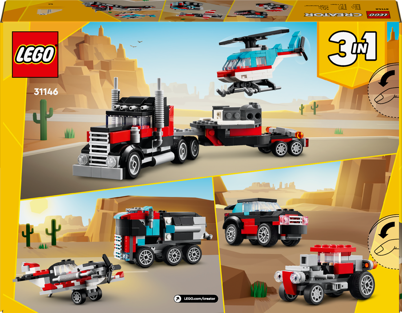Camión De Plataforma Lego Creator Con Helicóptero
