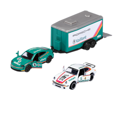 Coche De Carreras Majorette + Remolque
