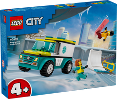 Ambulancia De Emergencia Y Snowboarder De Lego City