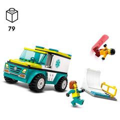 Ambulancia De Emergencia Y Snowboarder De Lego City