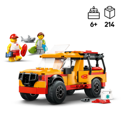 Camión de rescate en la playa con salvavidas de LEGO City