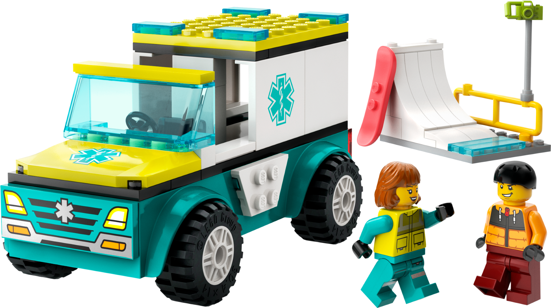 Ambulancia De Emergencia Y Snowboarder De Lego City