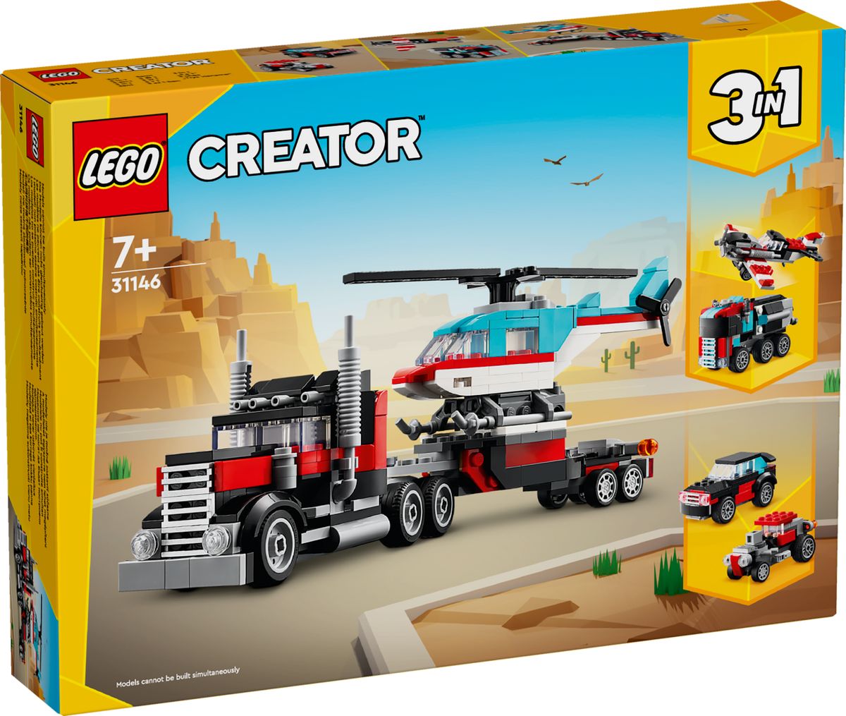 Camión De Plataforma Lego Creator Con Helicóptero
