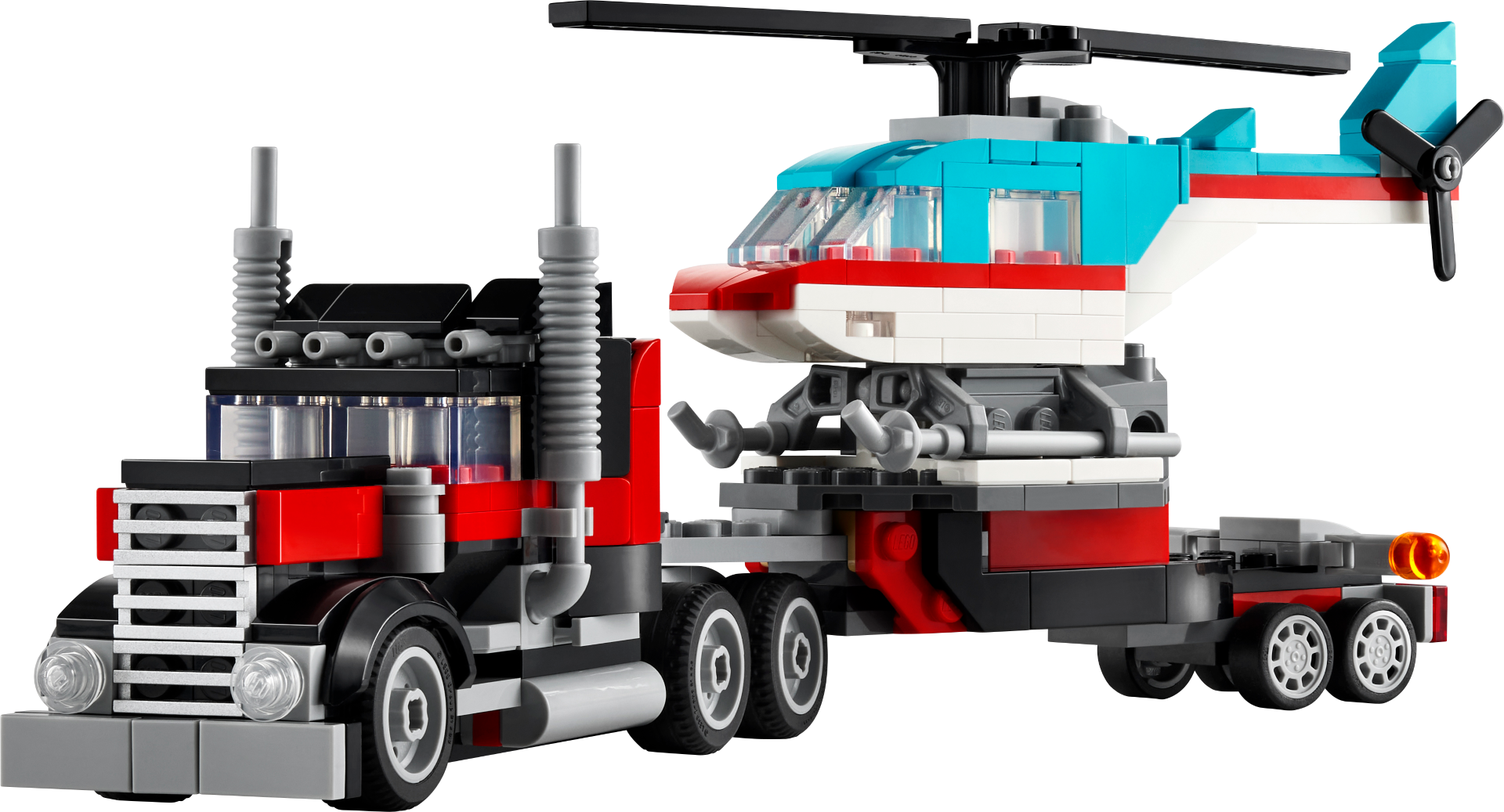 Camión De Plataforma Lego Creator Con Helicóptero