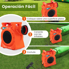 2300W Soplador de Aire 2P Ventilador de Bomba de Aire con Mango Integrado Inflador de Aire Inflable Gigante Portátil para Castillo de Rebote