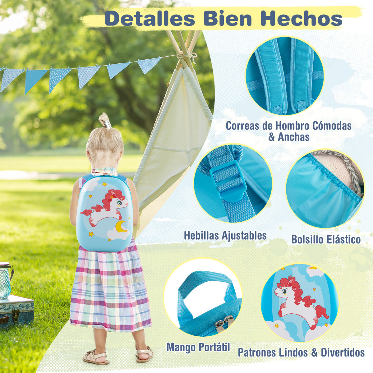 Juego de 2 Equipajes de Mano para Niños con Ruedas Maleta Mochila de Casco Duro Rodantes Portátiles Azul + Naranja