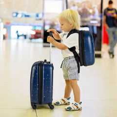 Juego de 2 Equipajes de Mano para Niños con Ruedas Maleta Mochila de Casco Duro Rodantes Portátiles Negro