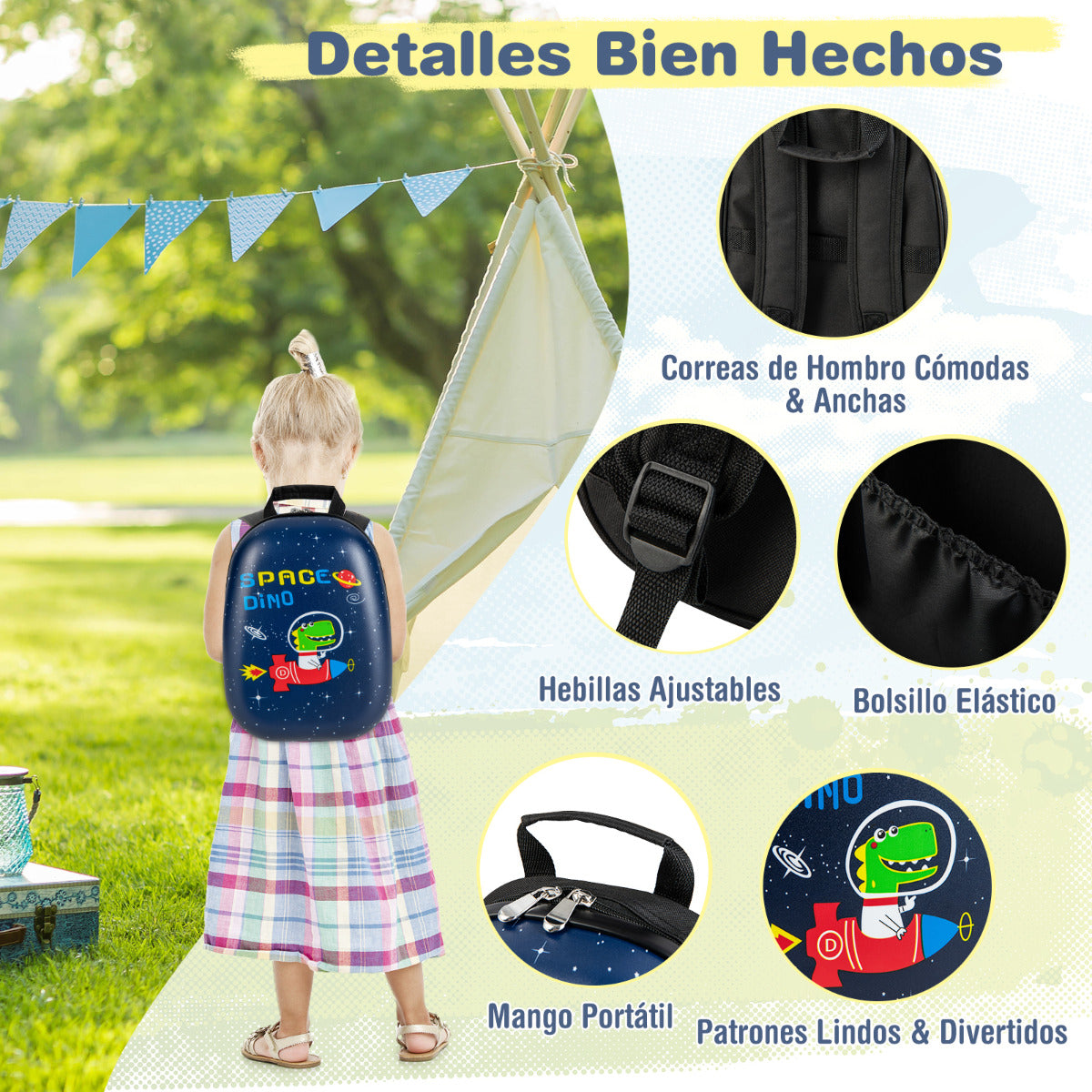 Juego de 2 Equipajes de Mano para Niños con Ruedas Maleta Mochila de Casco Duro Rodantes Portátiles Negro