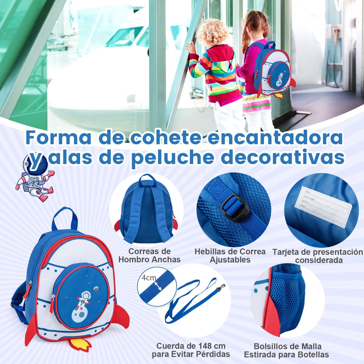 Juego de Equipaje para Niños de 2 Piezas Maleta Montable y Mochila con Ruedas Cáscara Dura Impermeable Rodante de Viaje Negro