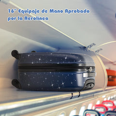 Juego de Equipaje para Niños de 5 Piezas con Ruedas Mochila Almohada para Cuello Etiqueta de Equipaje y Bolsa de Almuerzo Azul Oscuro