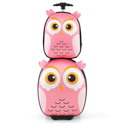 Juego de Maleta para Niños 2 Piezas Equipaje de Viaje 40 cm con Mochila 30 cm Rodante Ligero Portátil Aprobado por Aerolíneas Rosa