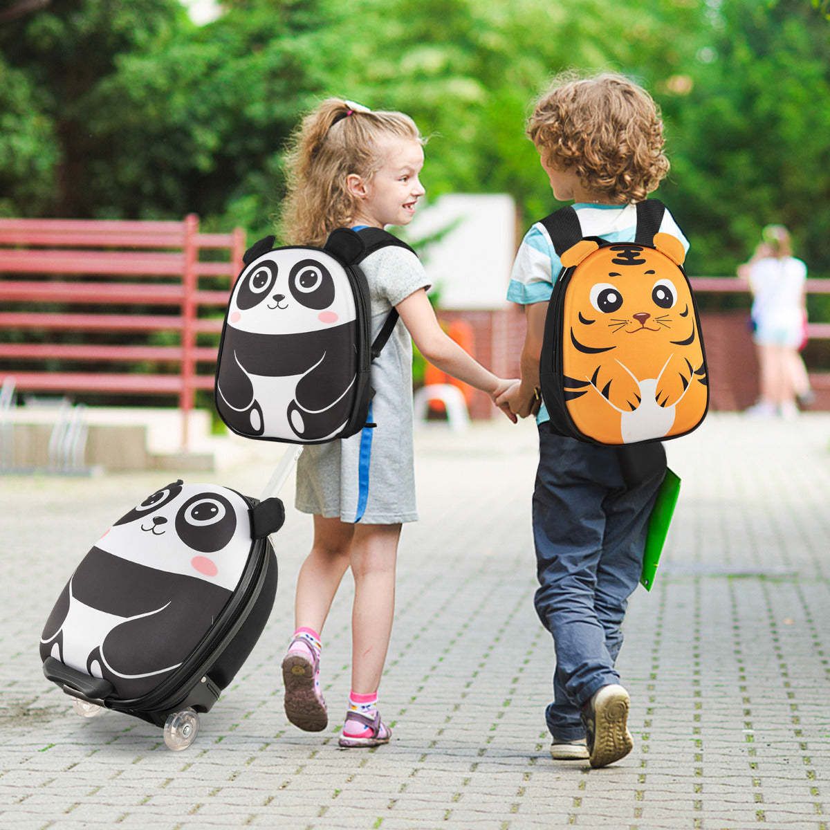Juego de Maleta para Niños 2 Piezas Equipaje de Viaje 40 cm con Mochila 30 cm Rodante Ligero Portátil Aprobado por Aerolíneas Blanco
