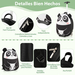 Juego de Maleta para Niños 2 Piezas Equipaje de Viaje 40 cm con Mochila 30 cm Rodante Ligero Portátil Aprobado por Aerolíneas Blanco