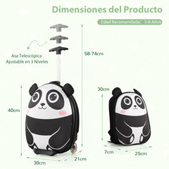 Juego de Maleta para Niños 2 Piezas Equipaje de Viaje 40 cm con Mochila 30 cm Rodante Ligero Portátil Aprobado por Aerolíneas Blanco