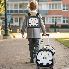 Juego de Maletas para Niños de 4 Piezas con Equipaje de Mano con Ruedas Mochila Almohada para el Cuello Etiqueta para Equipaje Negro