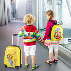 Juego de Maletas para Niños 2 Piezas Maleta y Mochila Unicornio Infantil con Ruedas y Asa Retráctil Maletas de Viaje Amarillo