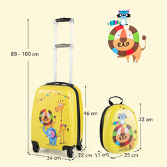 Juego de Maletas para Niños 2 Piezas Maleta y Mochila Unicornio Infantil con Ruedas y Asa Retráctil Maletas de Viaje Amarillo