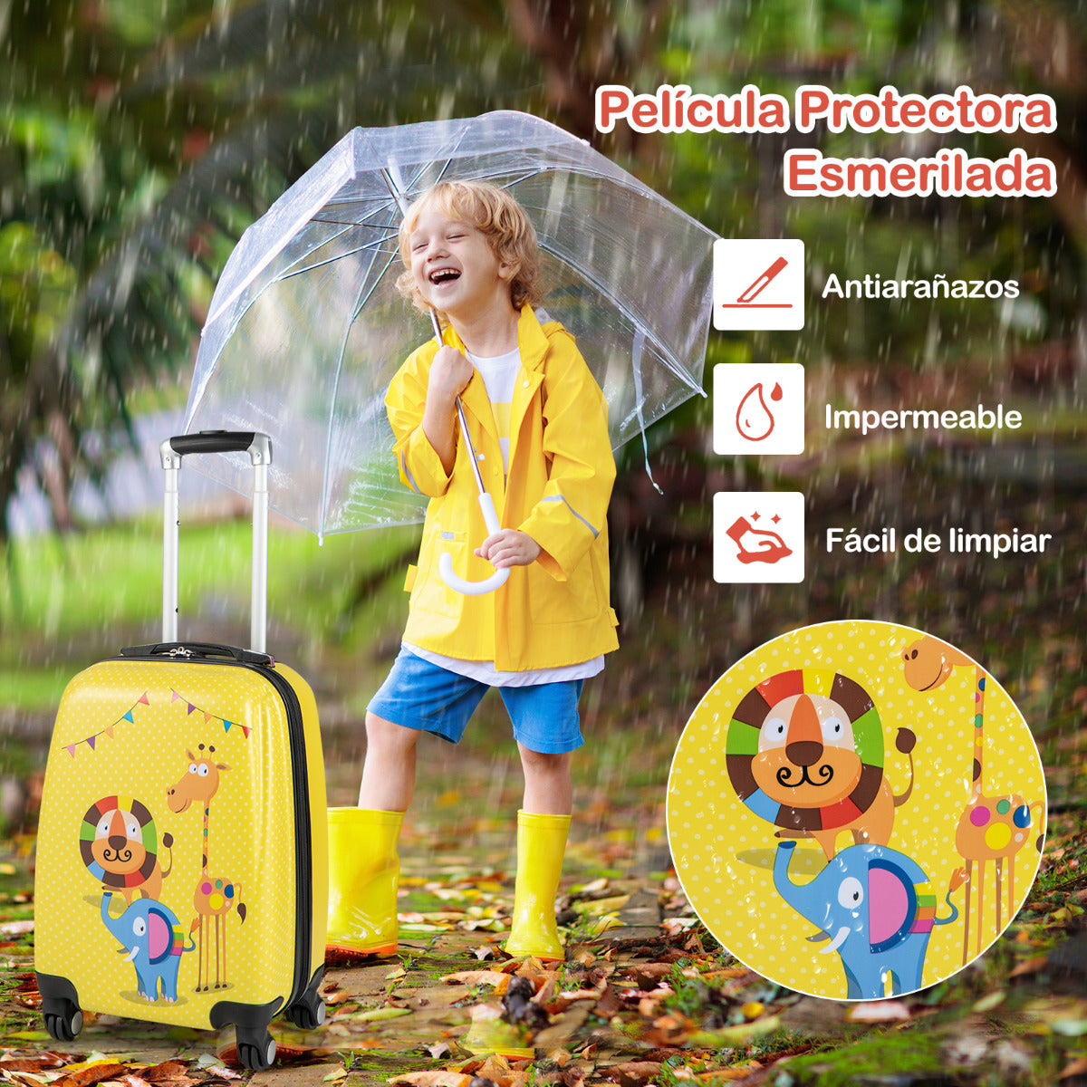 Juego de Maletas para Niños 2 Piezas Maleta y Mochila Unicornio Infantil con Ruedas y Asa Retráctil Maletas de Viaje Amarillo