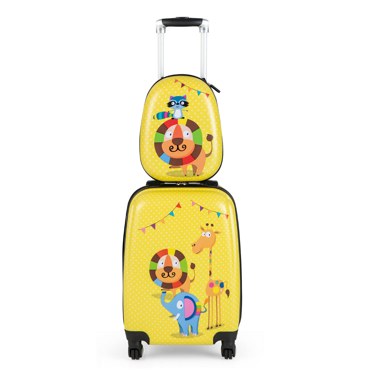 Juego de Maletas para Niños 2 Piezas Maleta y Mochila Unicornio Infantil con Ruedas y Asa Retráctil Maletas de Viaje Amarillo