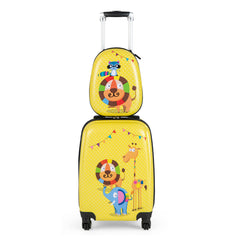 Juego de Maletas para Niños 2 Piezas Maleta y Mochila Unicornio Infantil con Ruedas y Asa Retráctil Maletas de Viaje Amarillo