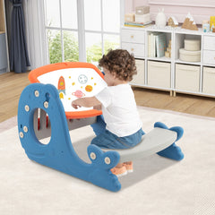 4 en 1 Juego de Mesa de Actividades Convertible para Niños con Pizarra y Forma de Ballena Caballete para Habitación 67 x 54 x 39 cm Azul