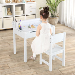 Juego de Mesa y Silla para Niños Mesa de Actividades con Almacenamiento y Soporte para Rollo de Papel para Dibujar Estudiar Jugar Blanco
