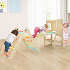 Juego de 7 en 1 Escalador Plegable para Niños de 3-14 Años con Rampa Reversible Taburete Convertible y Pizarra Divertida Multicolor