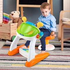 Juguete de Simulación de Conducción para Niños con Volante Interactivo con Taburete Luz Música Bocina Megáfono Educativo Preescolar