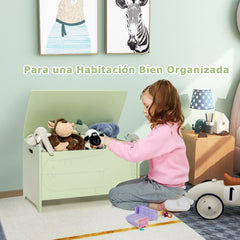 Juguetero Infantil con Bisagra de Seguridad Organizador para Habitación de Niños 60 x 33 x 37,5 cm-Verde
