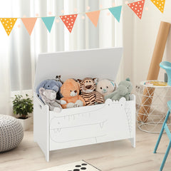 Juguetero Infantil con Bisagra de Seguridad Organizador para Habitación de Niños 60 x 33 x 37,5 cm-Blanco